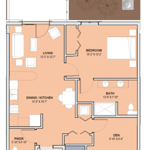 1 Bedroom Wheaton with Den